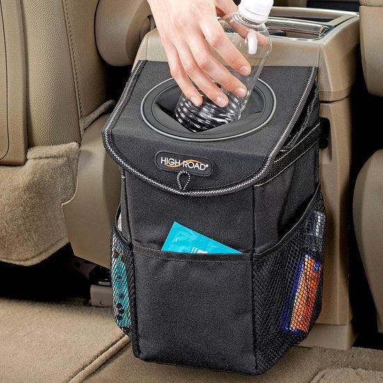 Trash box in the car.