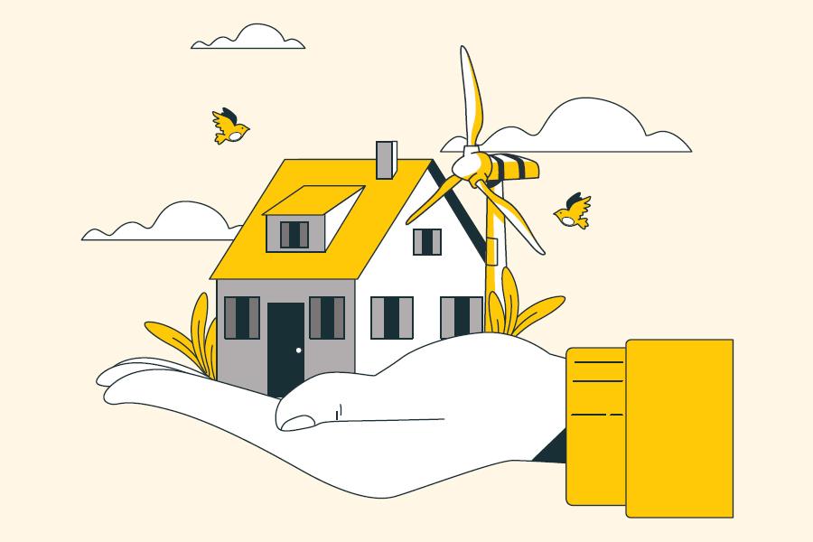 A hand holding a house.