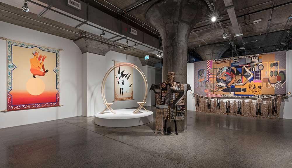 A museum with a lot of art on display.