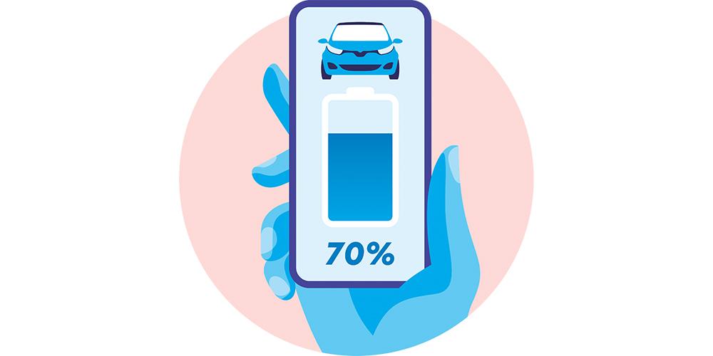 A person holding up a phone with a car on it.