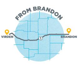 A map of the route from brandon to vindern.