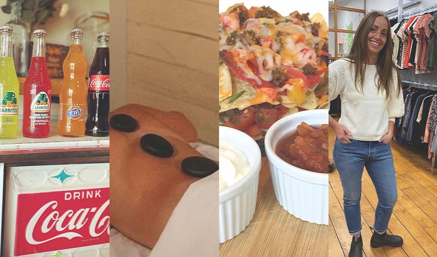 A collage of food and drinks.