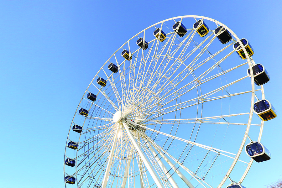 A ferris wheel in a park.
