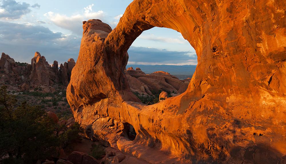 A circular rock formation.
