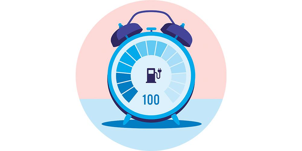 An alarm clock with the number 100 on it.