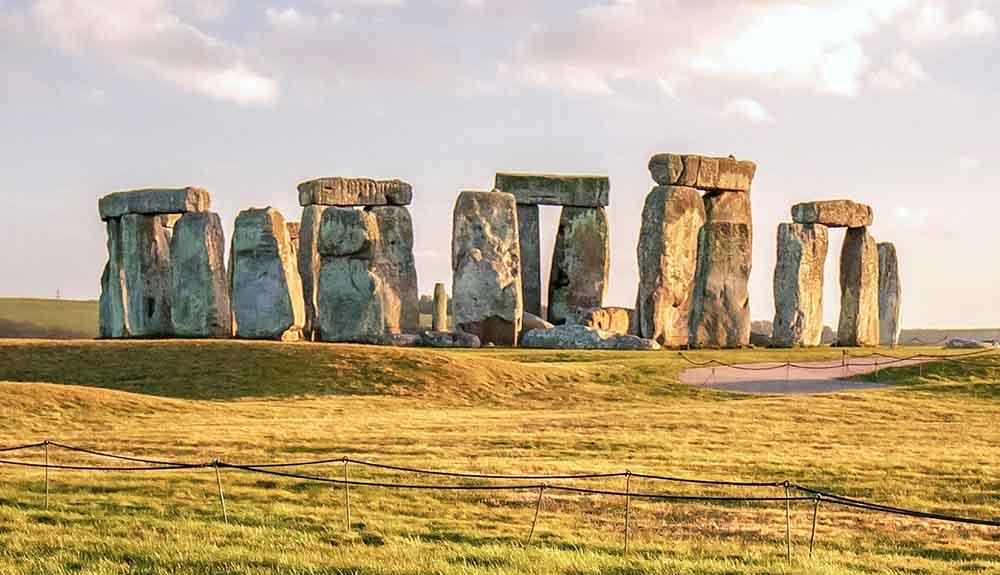 Stonehenge in england at sunset.